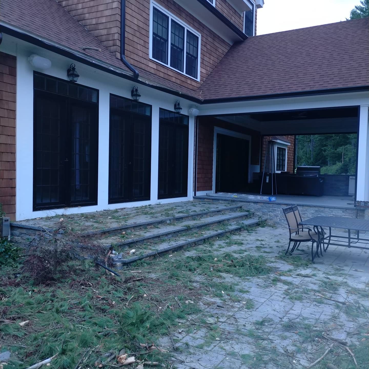 Residential patio area after tree work